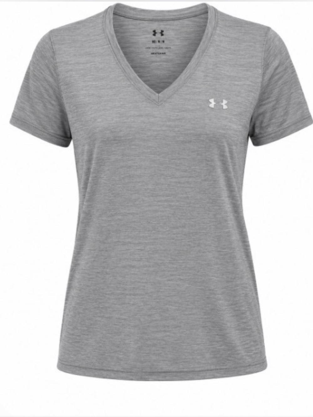 Under Armour T-Shirt Womens Large Gray V-Neck Space Dye HeatGear 1253956